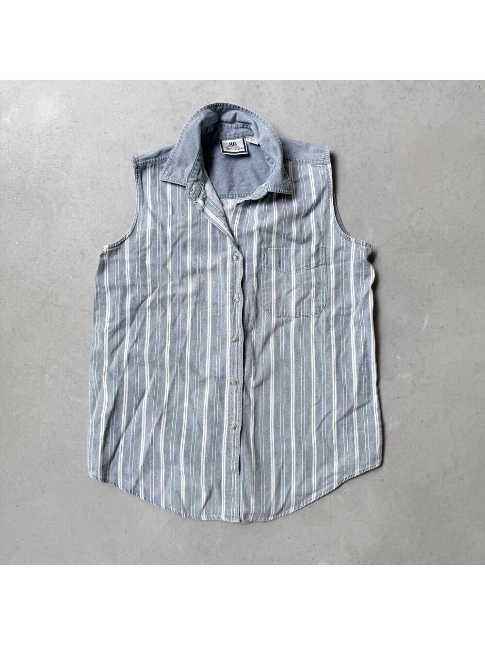Vintage 90s Sleeveless Button-Up 100% Cotton Shirt, Size Large by Bill Blass